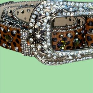 Nocona® Women's Calf Hair-On Hide Rhinestone Leather Western Belt